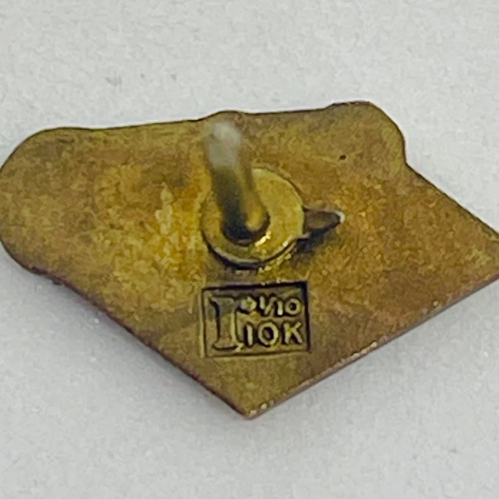 Vtg 1/10 10K Gold 100 Year Art Deco Era Lapel Pin Back 1.00 grams 1 cm Signed 